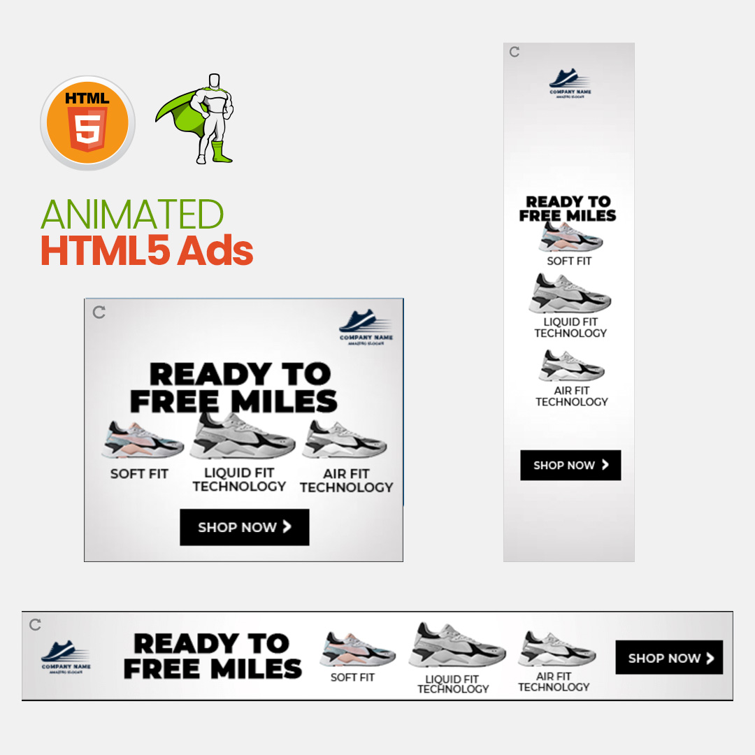 Footwear Product HTML5 Banner Ads